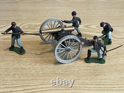 Vintage Britains, Swoppet, Acw Union Canon Crew, 1/32 Scale. Toy Soldiers
