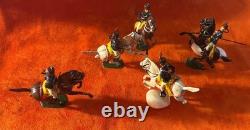 Vintage English Lead Cavalry Figures on Horses (Set of 5) Hand Painted