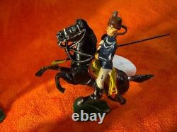 Vintage English Lead Cavalry Figures on Horses (Set of 5) Hand Painted
