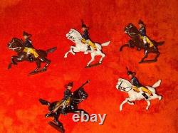 Vintage English Lead Cavalry Figures on Horses (Set of 5) Hand Painted