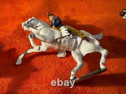 Vintage English Lead Cavalry Figures on Horses (Set of 5) Hand Painted