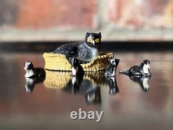 Vintage Lead Barrett and Sons Cat in the Basket with Kittens
