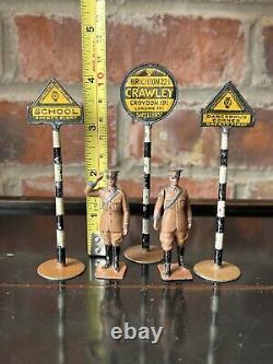 Vintage Lead Britains / Givjoy Motor Patrols and Road Signs Set