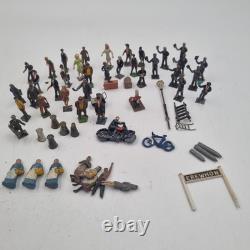 Vintage Miniature Lead Toy Villagers And Railway Paraphenalia Circa 1930s