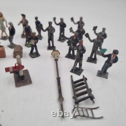 Vintage Miniature Lead Toy Villagers And Railway Paraphenalia Circa 1930s
