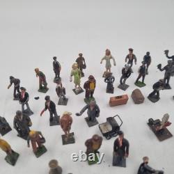 Vintage Miniature Lead Toy Villagers And Railway Paraphenalia Circa 1930s