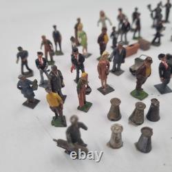 Vintage Miniature Lead Toy Villagers And Railway Paraphenalia Circa 1930s