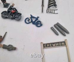 Vintage Miniature Lead Toy Villagers And Railway Paraphenalia Circa 1930s