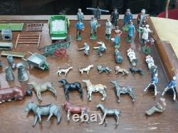 Vintage Mixed Lot of Britains Lead Farm People Figures Animals Plus Garden