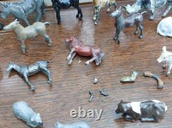 Vintage Mixed Lot of Britains Lead Farm People Figures Animals Plus Garden
