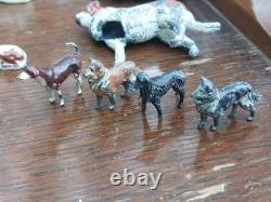 Vintage Mixed Lot of Britains Lead Farm People Figures Animals Plus Garden
