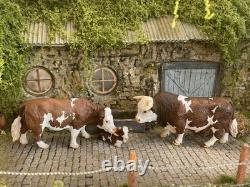 Vintage britains Farm Simmental Family Set, Repainted Customised Unique Model