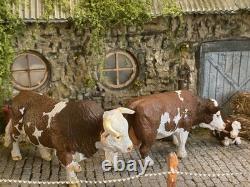 Vintage britains Farm Simmental Family Set, Repainted Customised Unique Model