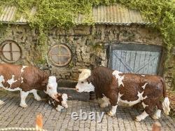 Vintage britains Farm Simmental Family Set, Repainted Customised Unique Model