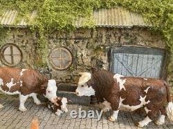 Vintage britains Farm Simmental Family Set, Repainted Customised Unique Model