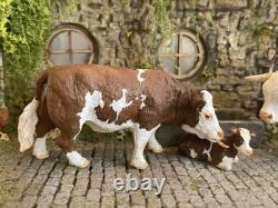 Vintage britains Farm Simmental Family Set, Repainted Customised Unique Model