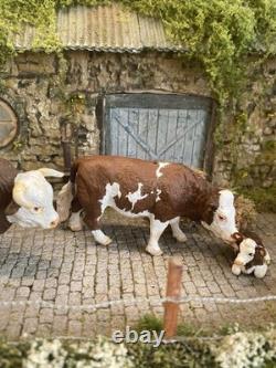 Vintage britains Farm Simmental Family Set, Repainted Customised Unique Model