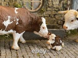 Vintage britains Farm Simmental Family Set, Repainted Customised Unique Model
