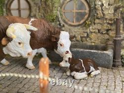 Vintage britains Farm Simmental Family Set, Repainted Customised Unique Model