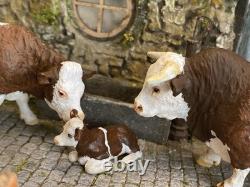 Vintage britains Farm Simmental Family Set, Repainted Customised Unique Model