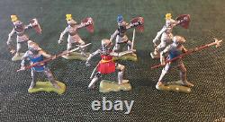 Vintage collection of 16 rare Britains Herald Knights with 5 mounted on horses