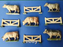 WENDAL TOYS 1948 ALUMINIUM FARM FIGURES ANIMALS & WOODEN FARM 40pc INC BRITAINS