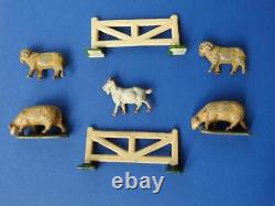 WENDAL TOYS 1948 ALUMINIUM FARM FIGURES ANIMALS & WOODEN FARM 40pc INC BRITAINS