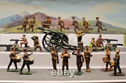 WW1 Britains and j hill lead soldiers x22 + WWI Cap firing britains cannon