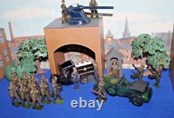 WWII Britains cast soldiers. HQ parade/Corgi Bentley/ford tanker. Unique tin
