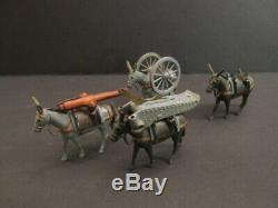 W. BRITAINS Mountain Artillery with 4 Donkeys and Cannon Old Toy Soldier (29)