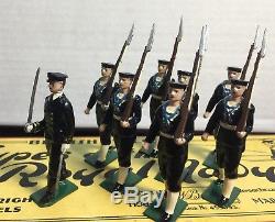 W Britain No. 2080 Sailors Marching at Slope w Officer, pre-1960 Britains Excel