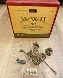 W Britain Wwi Breakout Normandy 1944 German 17th Pak 40 Cannon & Crew 17659 54mm