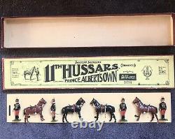 W Britains 182 11th HUSSARS (DISMOUNTED) Pre-War, Whisstock Box