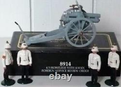 W Britains Metal Toy Soldiers 4.5 Howitzer 4 Man Foreign Service Review 8914